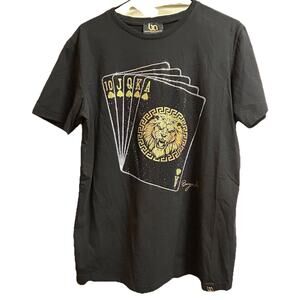 Bourgeois Avenue Paris Men's Bougie Lion Rhinestone Crewneck T-Shirt - Size L